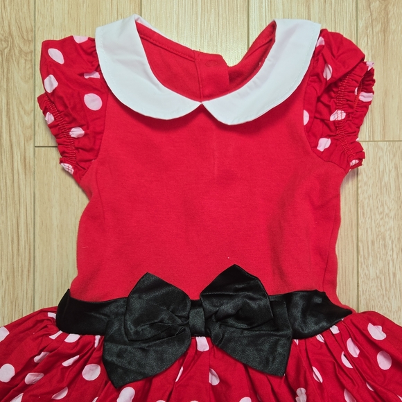 Disney Red Polka Dot Dress with Black Bow - Picture 2 of 6